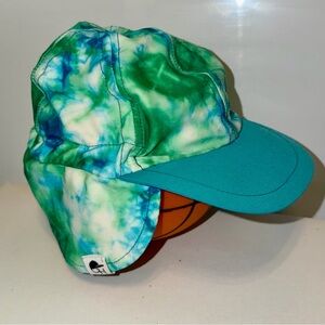 George Hats Blue Green Tie Dye Sun Hat w/ Neck Flap Size Small